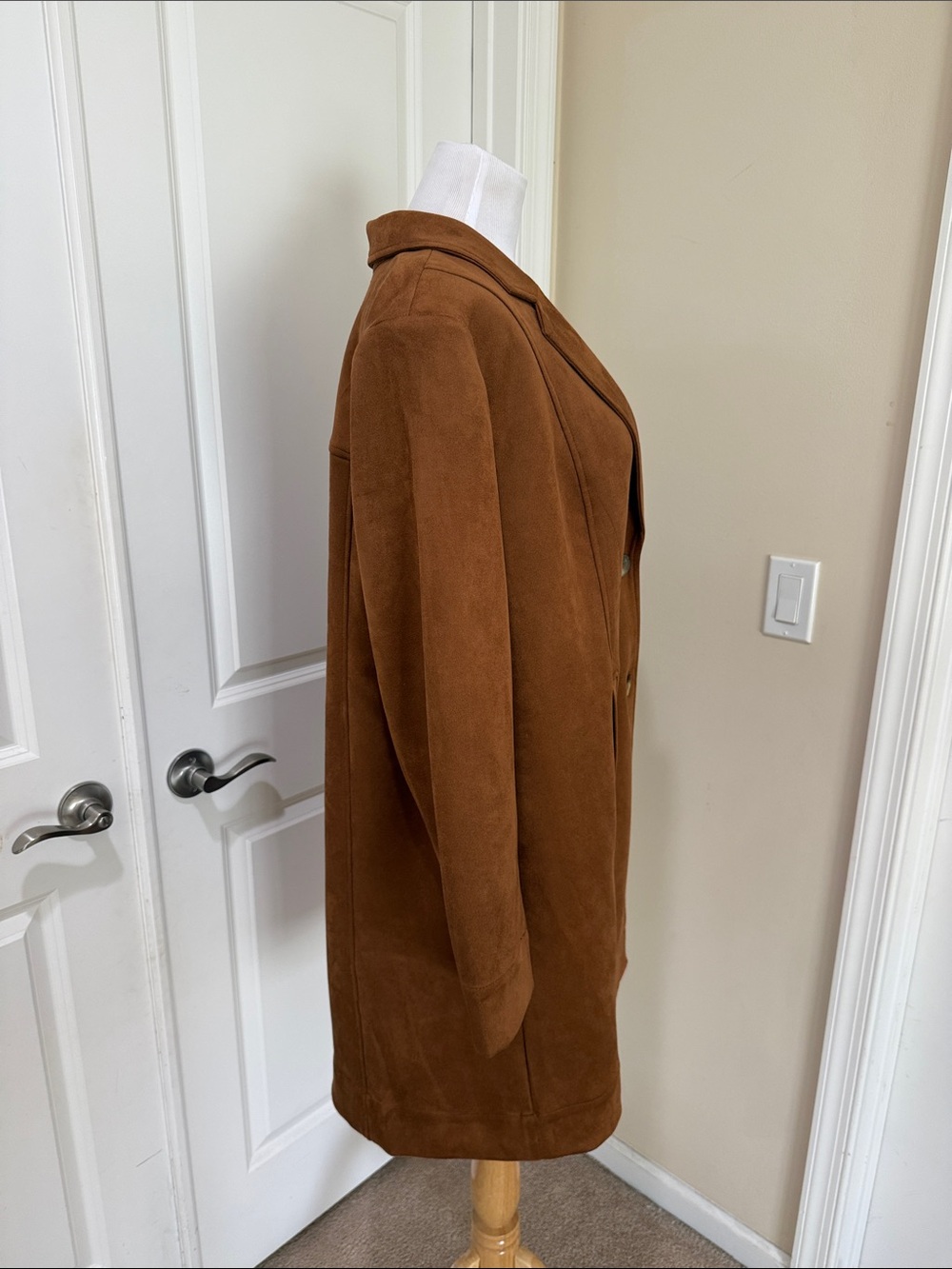 J. Jill Wearever Women’s Faux Suede in Hickory Bark Brown Duster Long Coat XL - Picture 4 of 9
